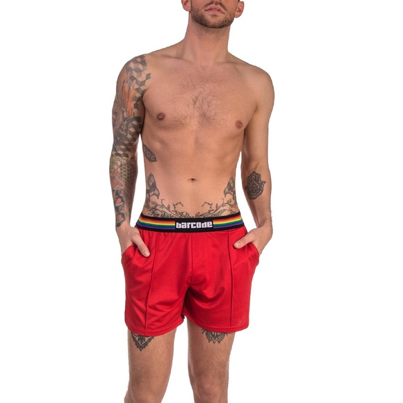 Barcode Berlin Pride Red Mesh Shorts - Picture 1 of 2